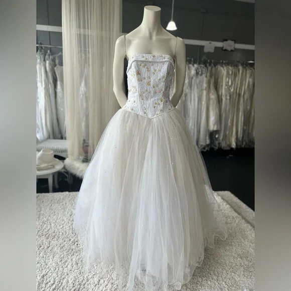 beaded illusion and crepe sheath wedding dress Terry by Rebecca Ingram – Bridal Closet